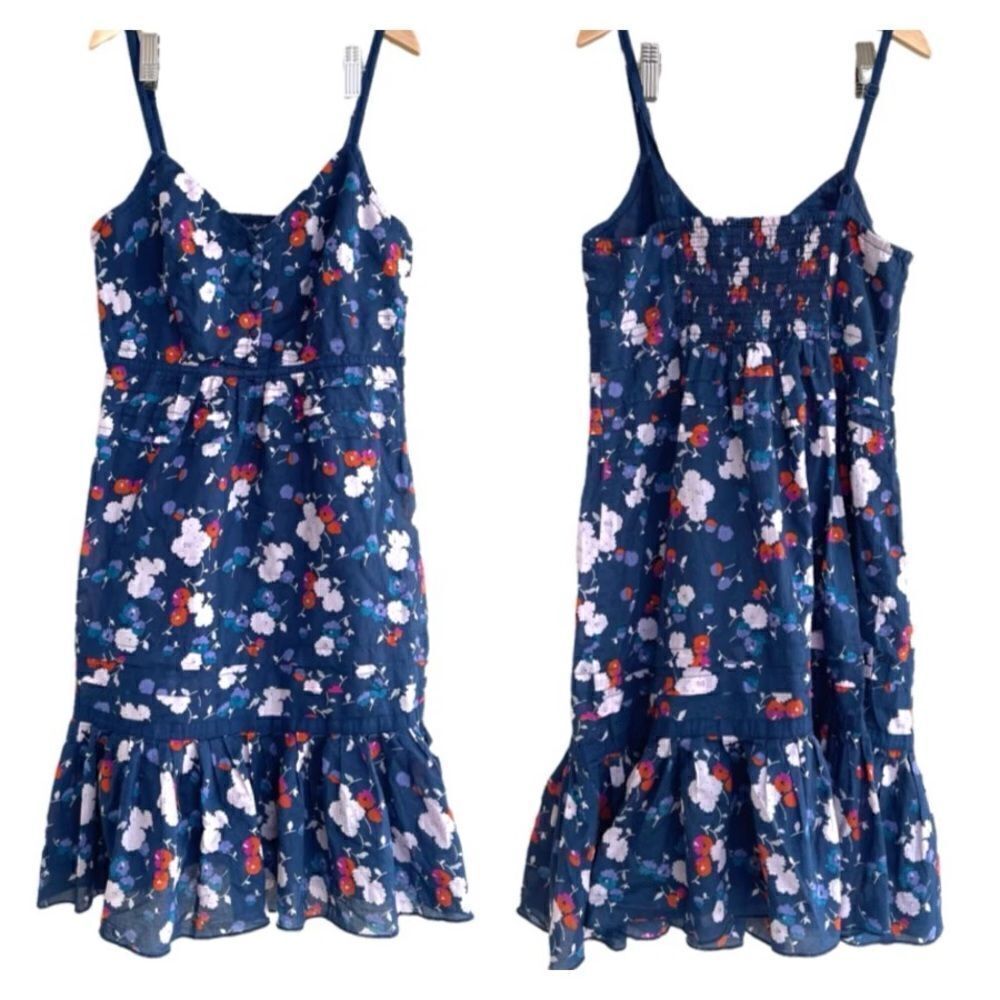 American Eagle Floral Mini Sundress Size 6 Lined Smocked Bodycon‎ Ruffle Hem